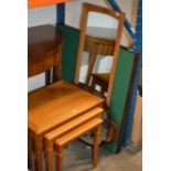 FOLDING CARDS TABLE, 2 WALL MIRRORS & NEST OF 3 TEAK TABLES