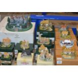 13 VARIOUS NOVELTY HOUSE ORNAMENTS WITH BOXES, DAVID WINTER, LILLIPUT LANE ETC