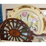 FRAMED STILL LIFE PICTURE - FLOWERS, TAPESTRY PICTURE & DECORATIVE MAHOGANY PANEL