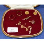 BOX WITH ASSORTED 9 CARAT GOLD JEWELLERY - APPROXIMATE WEIGHT = 17 GRAMS