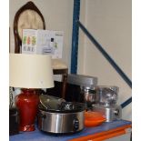 SINGLE CHAIR, VARIOUS KITCHEN WARE, KETTLE, TOASTER, MIXERS, LE CRUESET PAN, SLOW COOKER ETC, MODERN