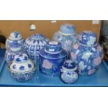 TRAY WITH VARIOUS MODERN ORIENTAL STYLE LIDDED JARS