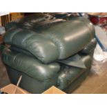 GREEN LEATHER RECLINING ARM CHAIR