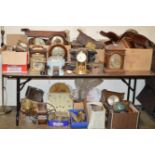 LARGE QUANTITY OF VARIOUS CLOCKS, CLOCK WORKINGS, VARIOUS PARTS ETC