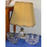 ONYX TABLE LAMP WITH SHADE & 2 DECORATIVE BOWLS