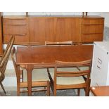 6 PIECE MID CENTURY TEAK DINING ROOM SUITE COMPRISING SIDEBOARD, TABLE & 4 CHAIRS