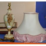ORNATE HEAVY ONYX TABLE LAMP WITH SHADE