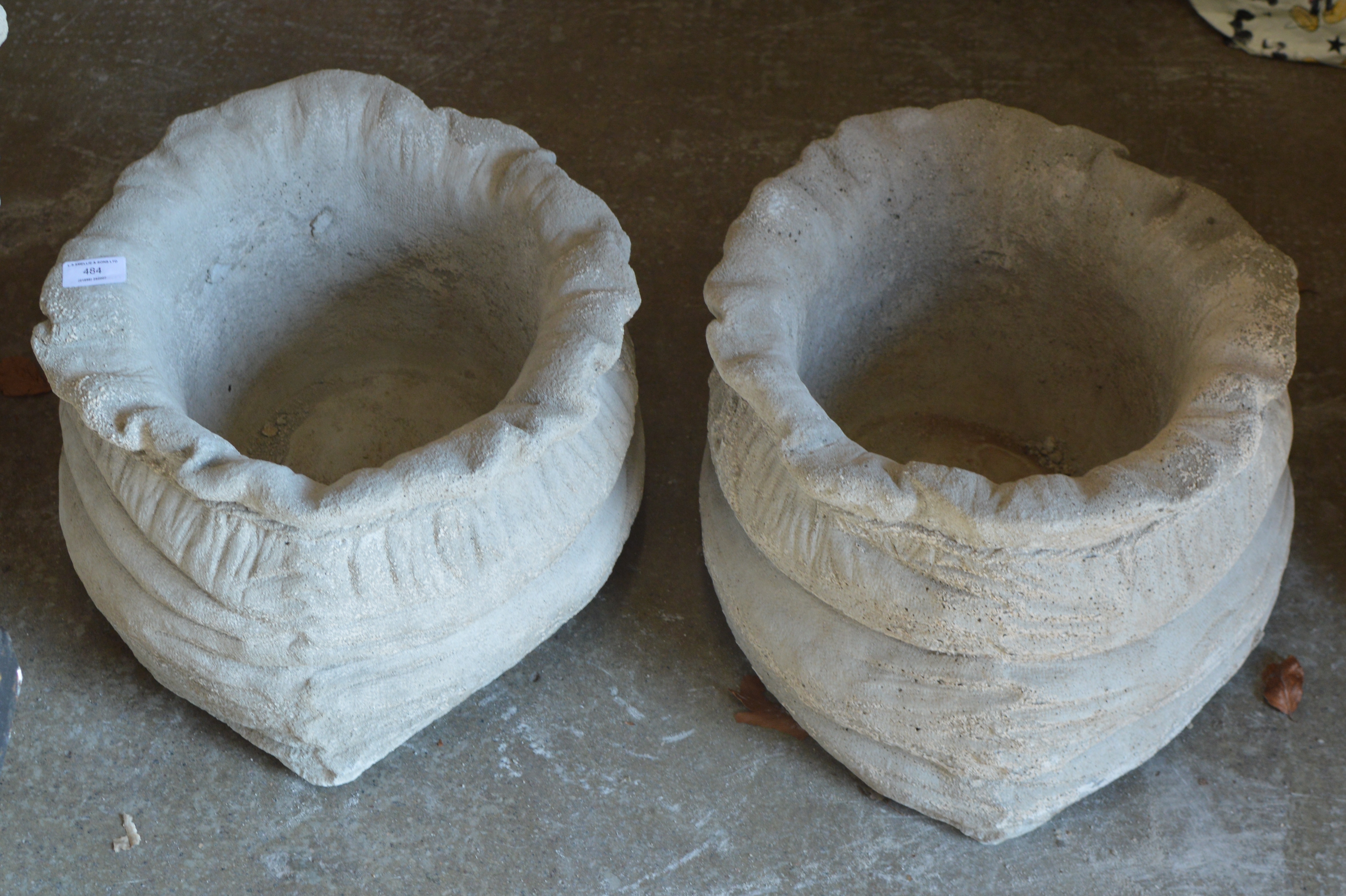PAIR OF SACK STYLE PLANTERS