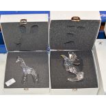 2 LARGE BOXED SWAROVSKI CRYSTAL ANIMAL ORNAMENTS, GIRAFFE & EAGLE