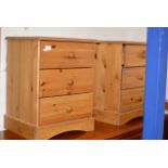 PAIR OF MODERN PINE 3 DRAWER BEDSIDE CHESTS