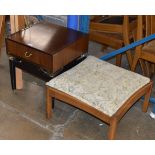 RETRO MAHOGANY SINGLE DRAWER UNIT & PADDED STOOL