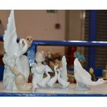 LLADRO CHERUB FIGURINE & 3 VARIOUS NAO ORNAMENTS