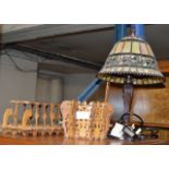 DECORATIVE LAMP & 2 WOODEN DISPLAYS