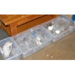 3 BOXES WITH ASSORTED CRYSTAL WARE, GLASSES, COFFEE WARE ETC
