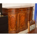 72" REPRODUCTION INLAID MAHOGANY BOW FRONT SIDEBOARD