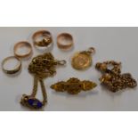 ASSORTED 9 CARAT GOLD JEWELLERY - APPROXIMATE WEIGHT = 47 GRAMS