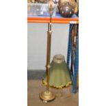 TELESCOPIC BRASS STANDARD LAMP WITH SHADE