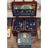 SMALL WATERFORD CRYSTAL CLOCK & JEWELLERY BOX WITH QUANTITY COSTUME JEWELLERY