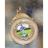 9 CARAT GOLD & ENAMEL FOOTBALL MEDAL - APPROXIMATE WEIGHT = 5.1 GRAMS