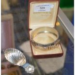 CONTINENTAL SILVER BUCKLE BANGLE & BIRMINGHAM SILVER SCALLOP SHELL CADDY SPOON