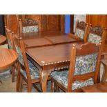 MAHOGANY EXTENDING DINING ROOM TABLE WITH 6 CHAIRS