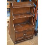 DARK OAK OPEN BOOKCASE WITH PRESS BENEATH