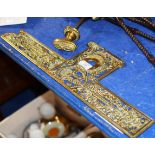 ORNATE GILT METAL DOOR PLATE WITH MATCHING HANDLE