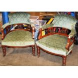 PAIR OF VICTORIAN MAHOGANY FRAMED TUB CHAIRS