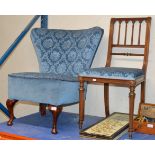 ART DECO STYLE OCCASIONAL CHAIR & MAHOGANY FRAMED CHAIR WITH MATCHING UPHOLSTERY