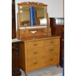 42" ARTS & CRAFTS STYLE PINE 2 OVER 2 DRESSING CHEST WITH BRASS HANDLES