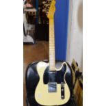 REPRODUCTION VINTAGE STYLE ELECTRIC GUITAR WITH FENDER TELECASTER MARKED ON HEADSTOCK