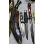 GHURKHA KNIFE & 3 VARIOUS OTHER KNIVES