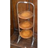 OAK CHROME FINISHED 3 TIER FOLDING CAKE STAND