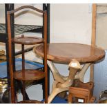 FOLDING OCCASIONAL TABLE & MAHOGANY 3 TIER CAKE STAND