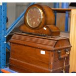 WOODEN CASED SEWING MACHINE & MAHOGANY CHIMING MANTLE CLOCK