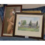 SMALL FRAMED WATERCOLOUR, THE CHURCH OF HOLYROOD, BY DOUGLAS MATTHEWS & VARIOUS PRINTS