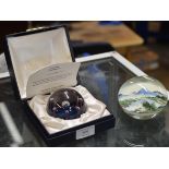 BOXED CAITHNESS GLASS PAPER WEIGHT "MAY DANCE" & 1 OTHER GLASS PAPER WEIGHT