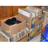 4 BOXES WITH VARIOUS LP & SINGLE RECORDS