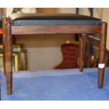 TEAK FRAMED PADDED STOOL