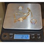 QUANTITY 9 CARAT GOLD JEWELLERY - COMBINED WEIGHT = 21.2 GRAMS