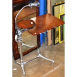 ART DECO MAHOGANY CHROME FINISHED INVALID STYLE TABLE WITH ANGLE LAMP BY FOOT'S, LONDON