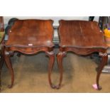 PAIR OF MAHOGANY SHAPED OCCASIONAL TABLES