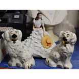 FRANKLIN MINT FIGURINE & PAIR OF WALLY DOGS