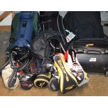 2 GOLF BAGS WITH QUANTITY VARIOUS CLUBS & GOLF CLUB TRAVEL BAG