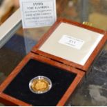 14 CARAT GOLD 1996 "THE GAMBIA" GOLD PROOF 150 DALASIS COIN IN BOX WITH CERTIFICATE - WEIGHT = 7.776