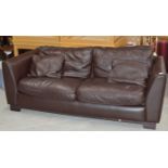 BROWN LEATHER 3 SEATER SETTEE