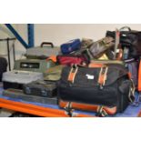 A LARGE QUANTITY OF ASSORTED FISHING TACKLE OVER VARIOUS BAGS & TACKLE BOXES, LURES, FLOATS,