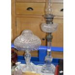 LARGE CRYSTAL PARAFFIN LAMP & LARGE CUT CRYSTAL TABLE LAMP