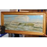 LARGE GILT FRAMED WATER COLOUR - SEASCAPE, SIGNED R. CRAIG, LOWER RIGHT