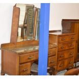 WALNUT DRESSING TABLE WITH MATCHING 4 DRAWER CHEST & PADDED STOOL